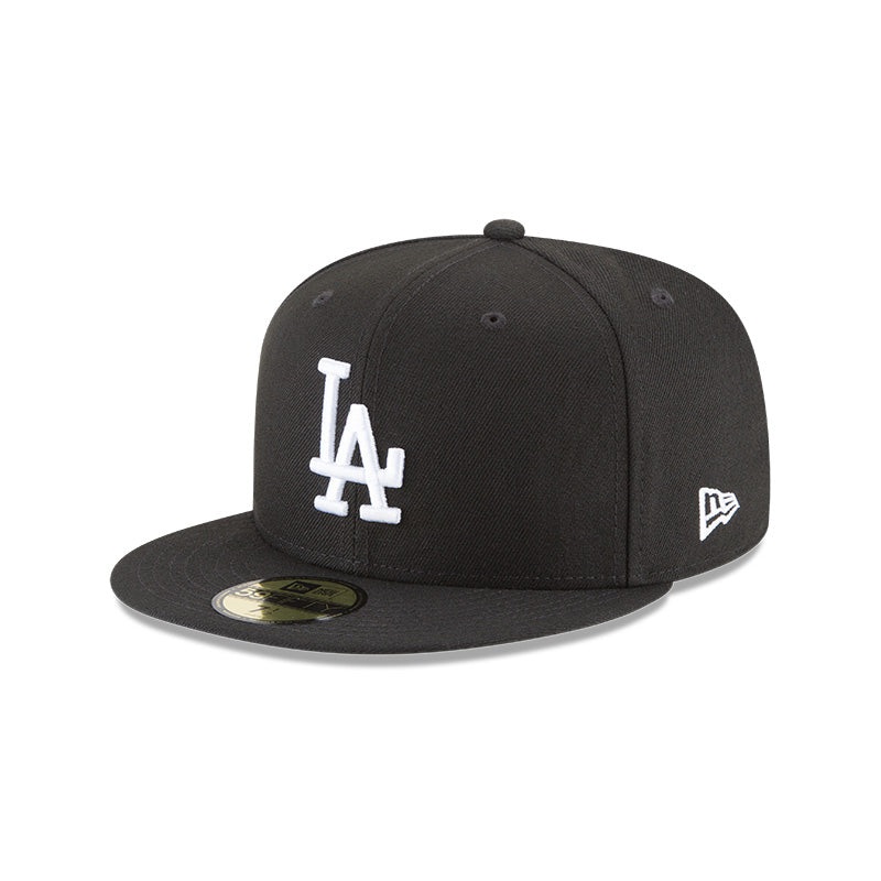 Los Angeles Dodgers Black/White Basic 59FIFTY Fitted Hat BLACK 7
