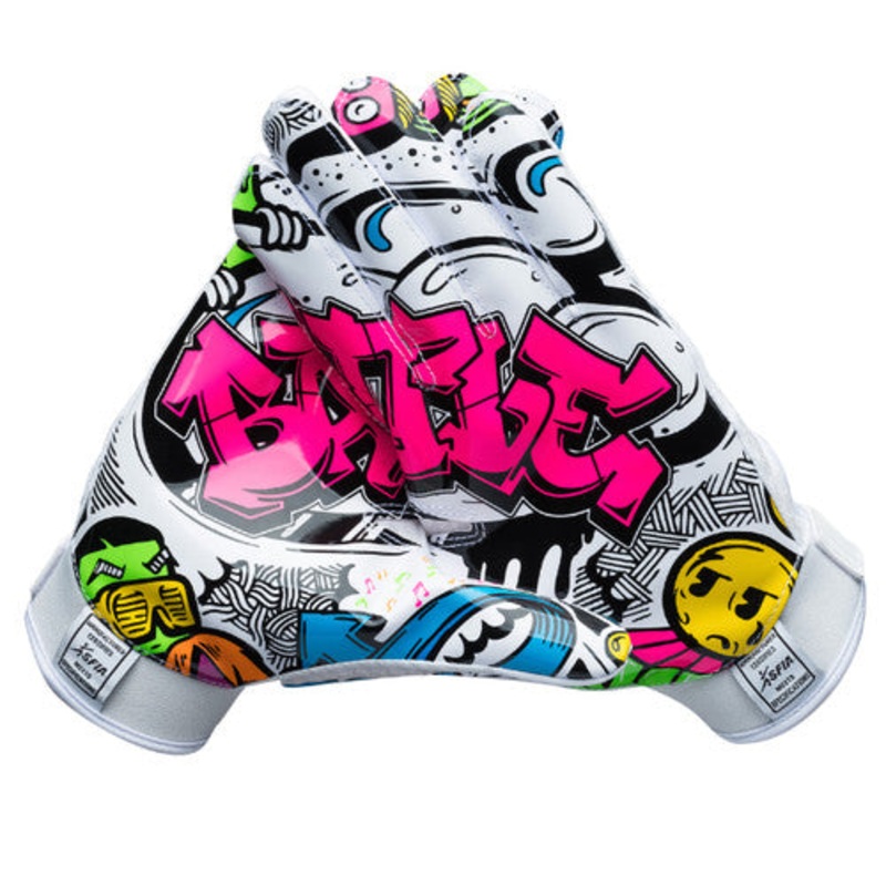 “Graffiti” Adult Receiver Football Gloves WHITE/GRAFFITI M