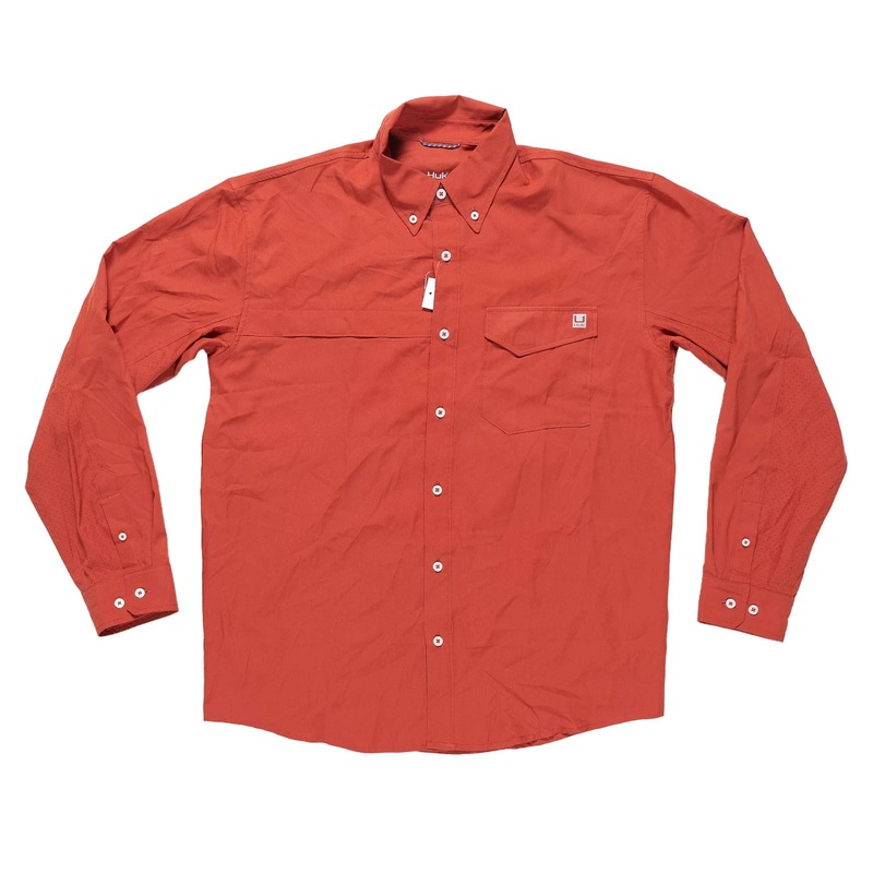 Huk Tide Point Long Sleeve Shirt – Men’s L Craw Red