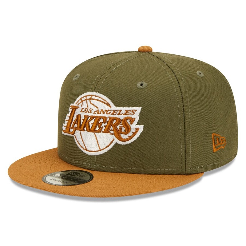 New Era Los Angeles Lakers Two-Tone Color Pack 9FIFTY Snapback Hat OLIVE/BROWN