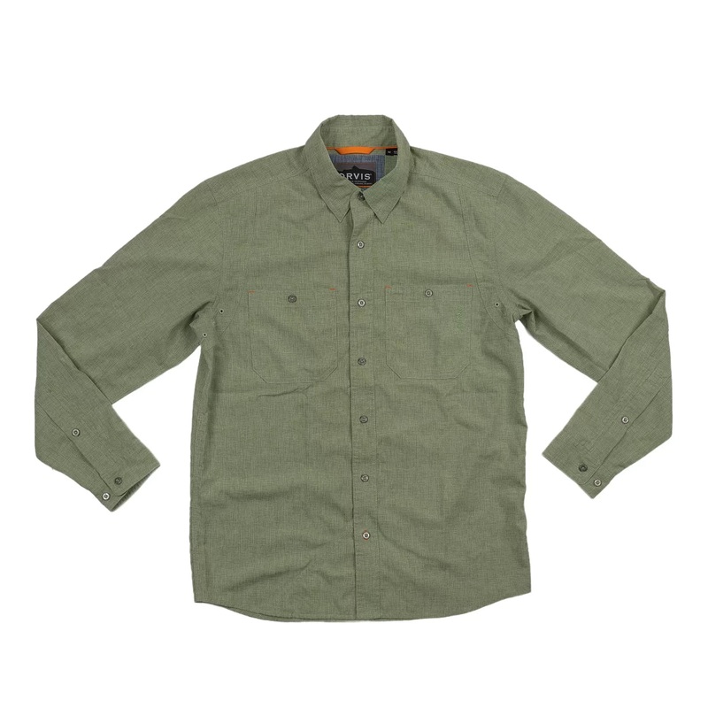 Orvis Tech Chambray Long-Sleeve Work Shirt – Mens M Green