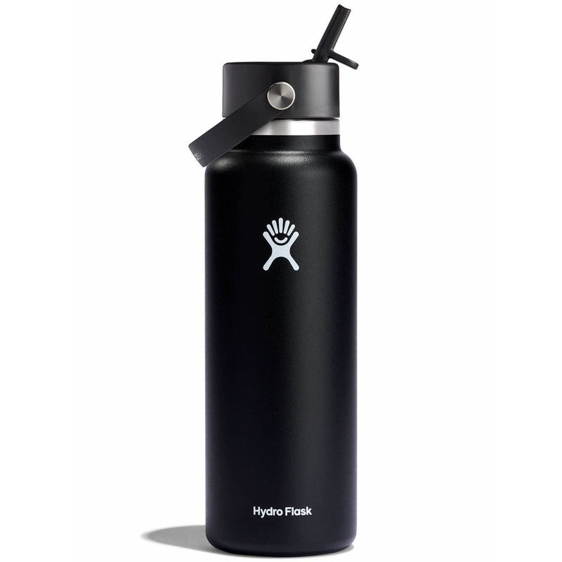 40 oz Wide Flex Straw Cap Black Bottle 40OZ BLACK