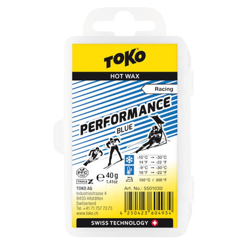 Toko Performance Ski and Snowboard Hot Wax 40g Blue – Fluoro Free