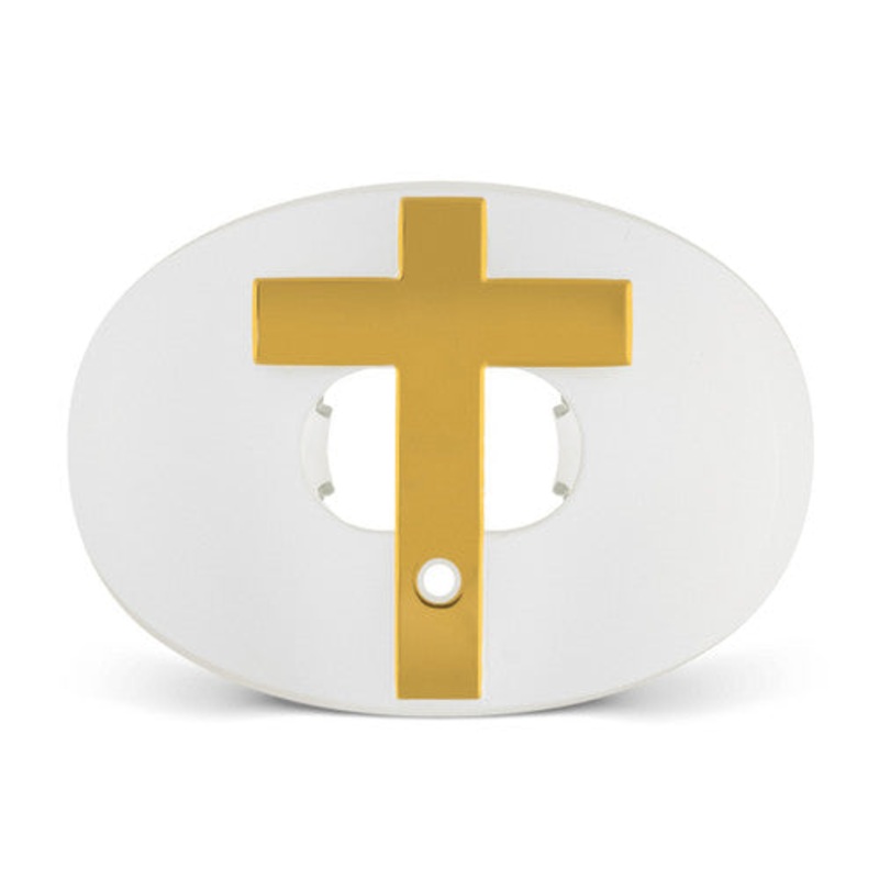 “Cross” Chrome Oxygen Football Mouthguard WHITE/GOLD
