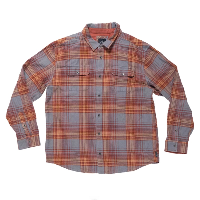 PrAna Dolberg Flannel Shirt XXL Red/Grey