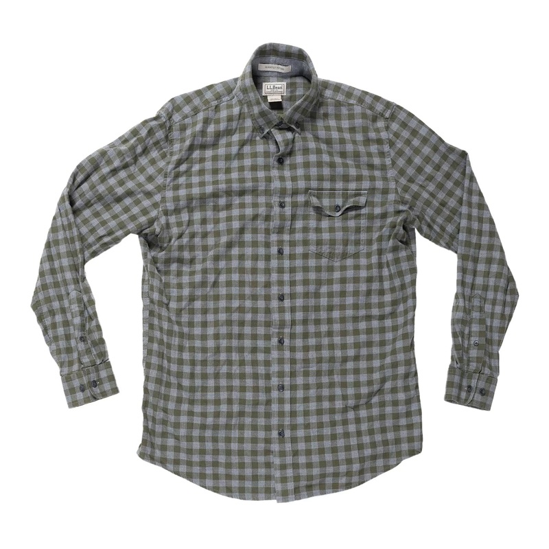 L.L. Bean Cotton Flannel Shirt – Men’s M – Tall Green