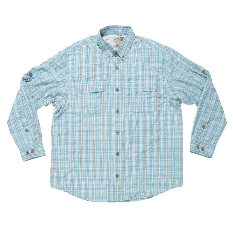 Duluth Trading Co Button-Up Long-Sleeve Performance Shirt – Men’s L Blue