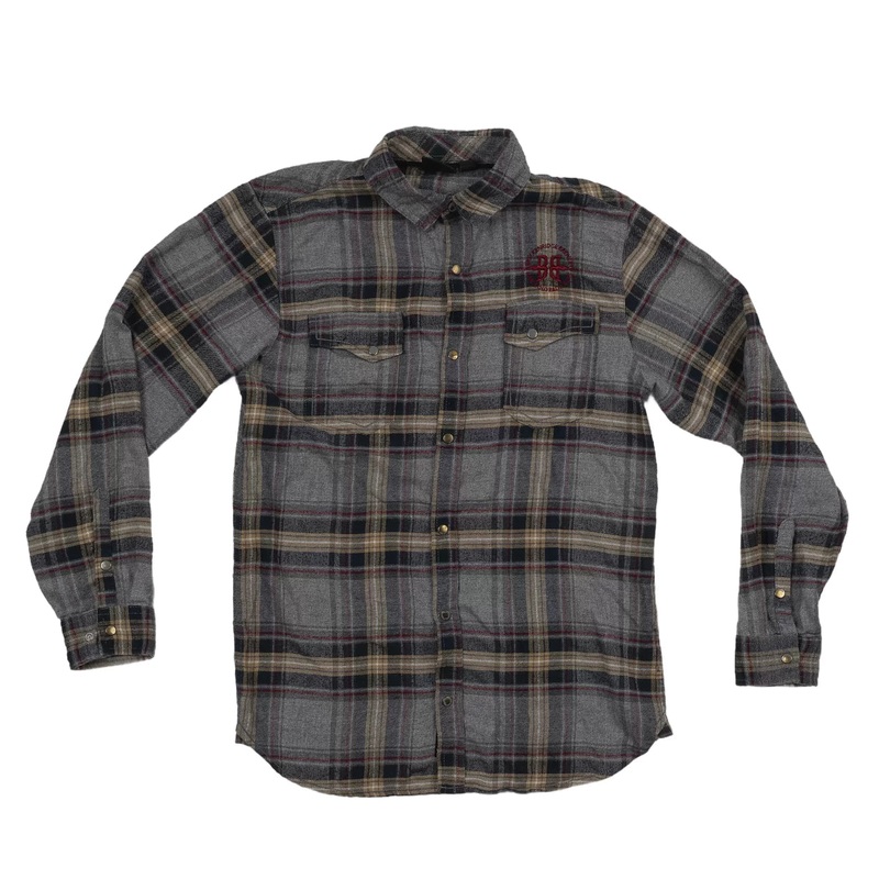 Burnside Brackenridge Brewery Snap Button Flannel M Grey