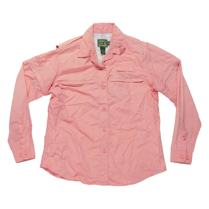 Cabela’s Vintage Button-Down Long-Sleeve Fishing Shirt – Women’s M Pink